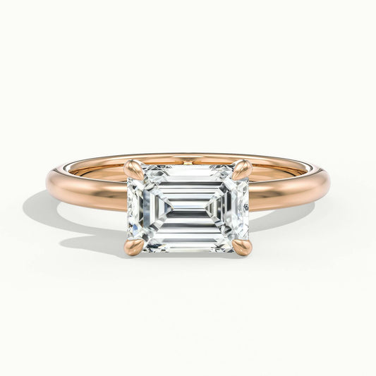 Clio 2.5 Carat Emerald Lab Grown Diamond Hidden Halo Engagement Ring in 18K Rose Gold - view 1