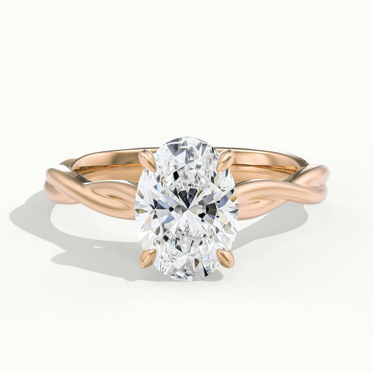 Nola 2.5 Carat Oval Lab Grown Diamond Solitaire Engagement Ring in 18K Rose Gold - view 1