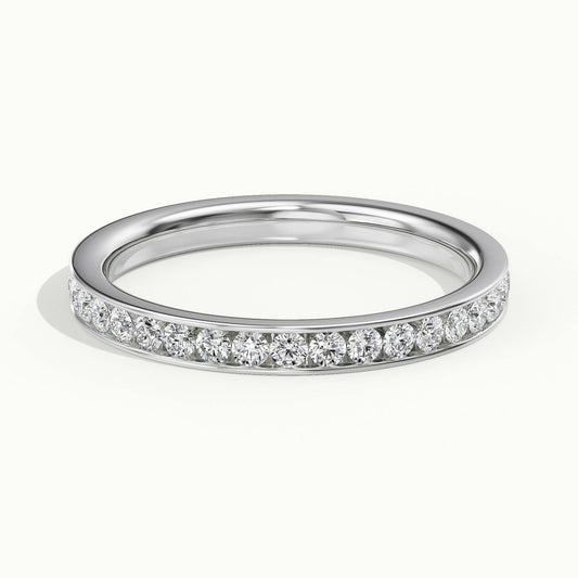2.25mm Channel Set Lab Grown Diamond Full Eternity Ring in 14K White Gold