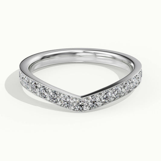 2.4mm Chevron Pavé Lab Grown Diamond Wedding Band in 14K White Gold