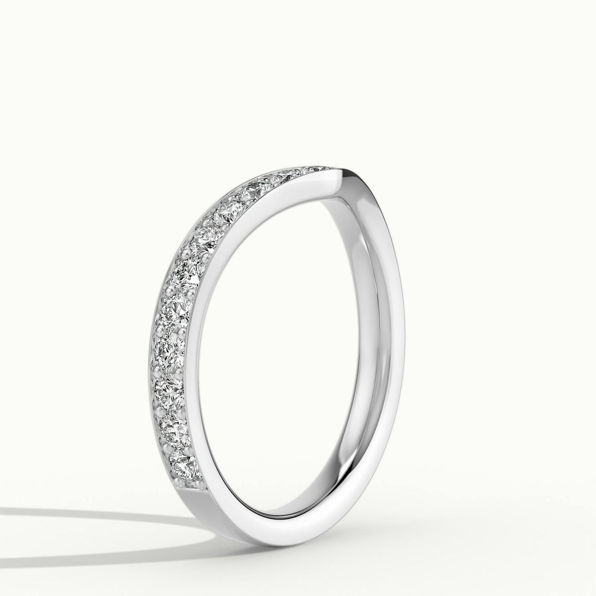 2.4mm Chevron Pavé Lab Grown Diamond Wedding Band in Platinum