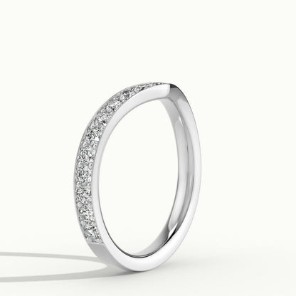2.4mm Chevron Pavé Lab Grown Diamond Wedding Band in Platinum