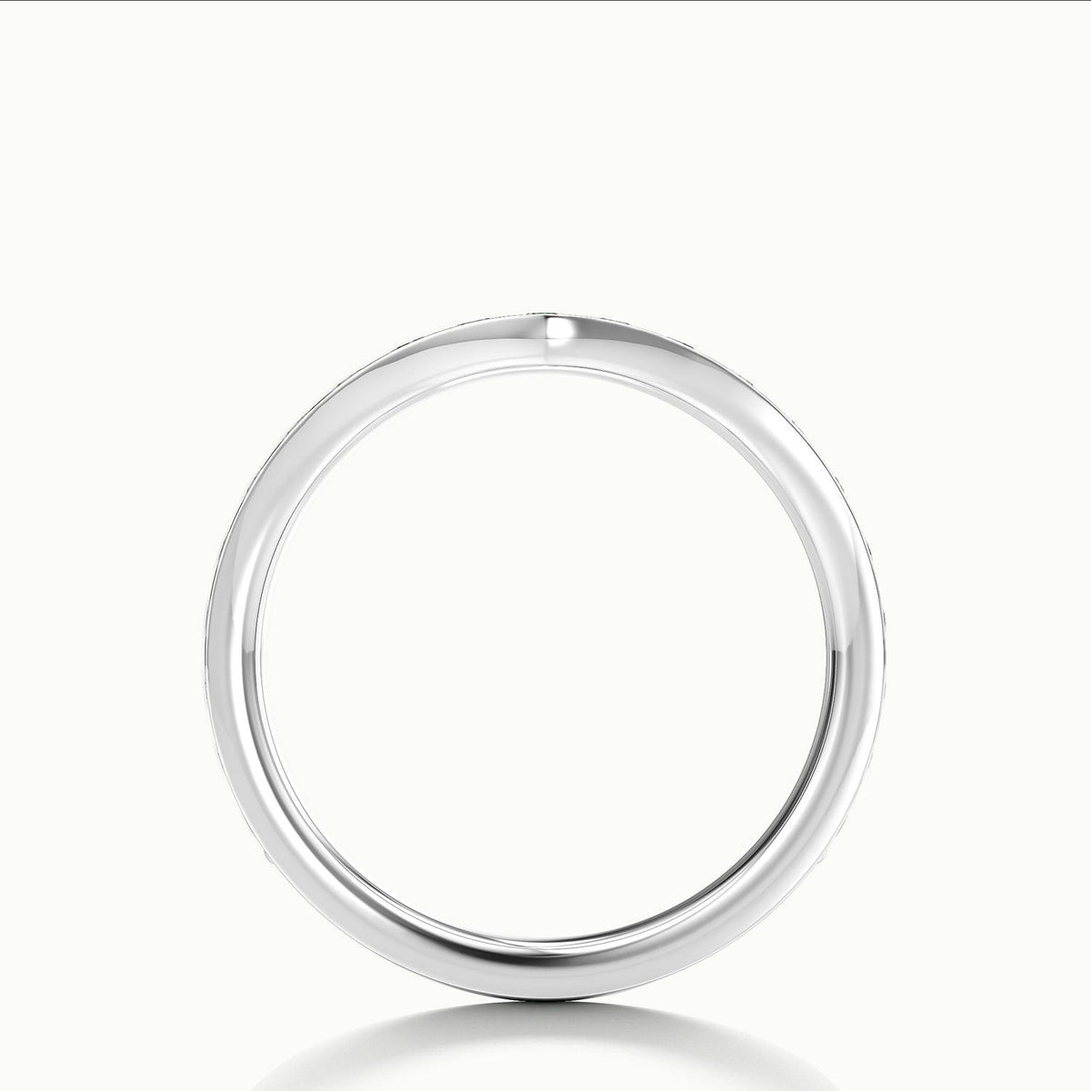 2.4mm Chevron Pavé Lab Grown Diamond Wedding Band in Platinum