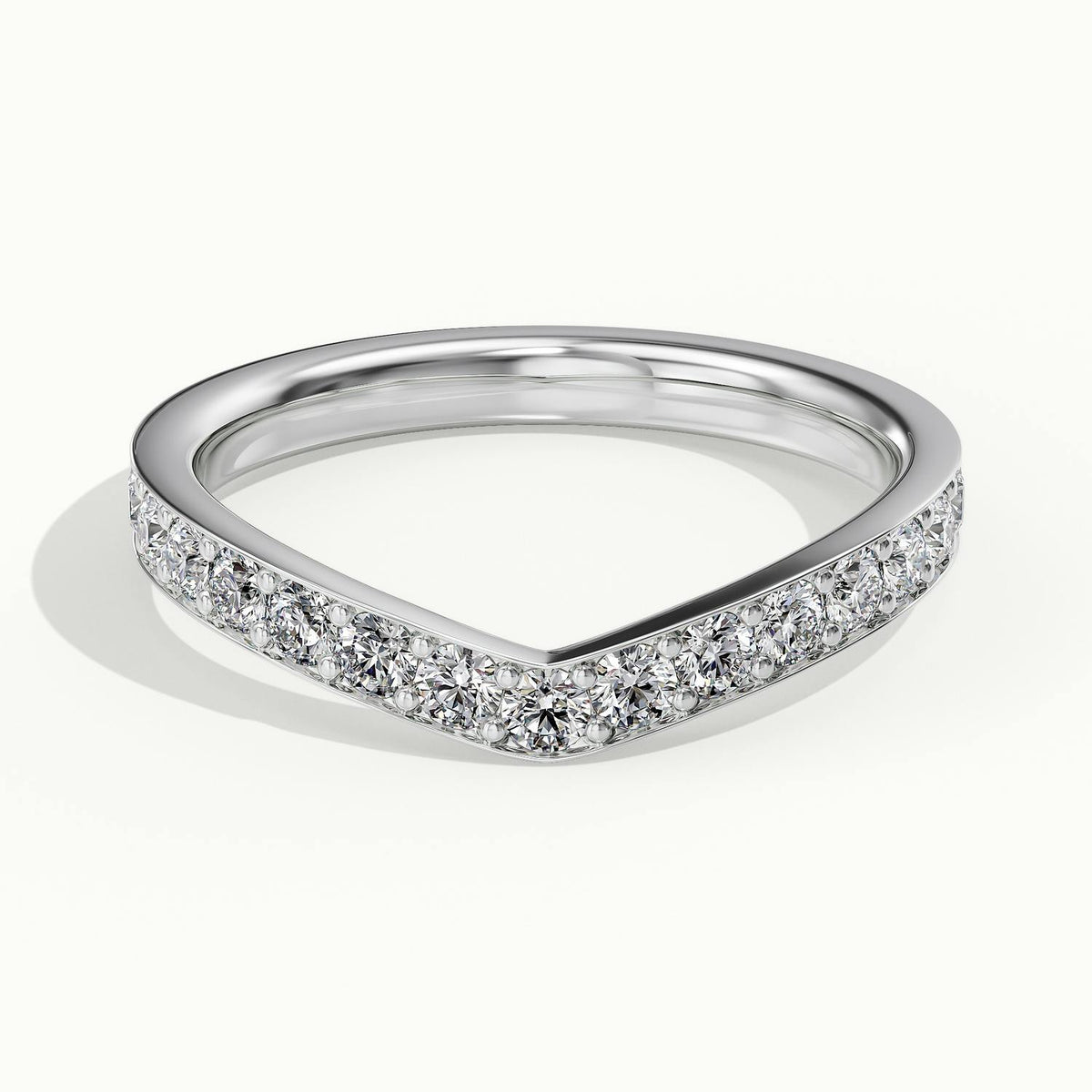 2.4mm Chevron Pavé Lab Grown Diamond Wedding Band in Platinum