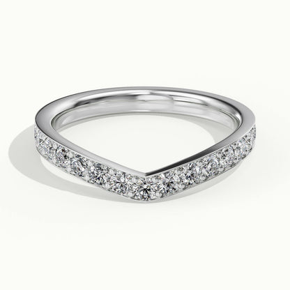 2.4mm Chevron Pavé Lab Grown Diamond Wedding Band in Platinum
