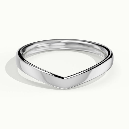 2.4mm Chevron Wedding Band in 18K White Gold
