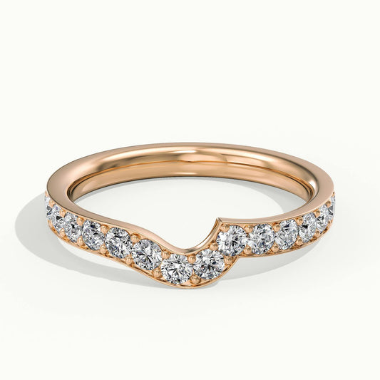2.4mm Curved Contour Pavé Lab Grown Diamond Wedding Band in 10K Rose Gold