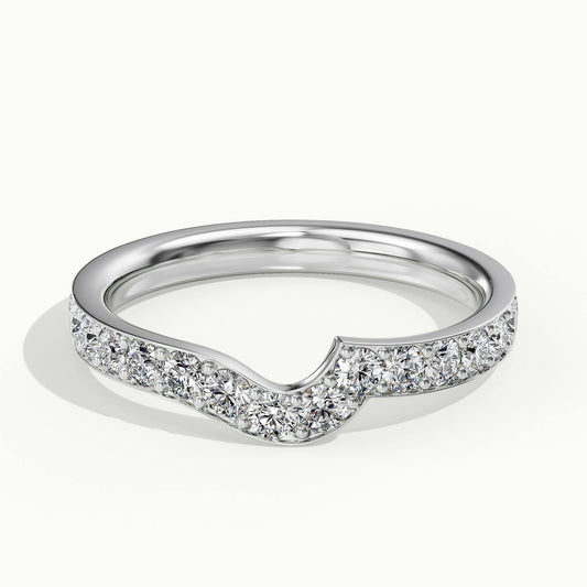 2.4mm Curved Contour Pavé Lab Grown Diamond Wedding Band in 14K White Gold