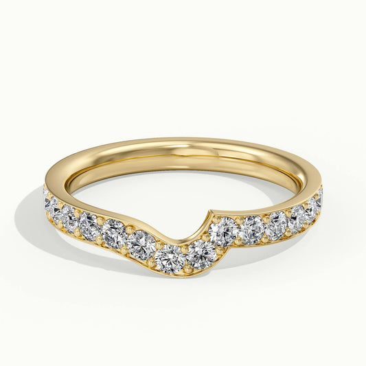 2.4mm Curved Contour Pavé Lab Grown Diamond Wedding Band in 18K Yellow Gold