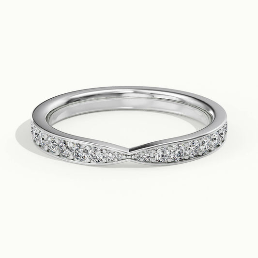2.4mm Pinched Pavé Lab Grown Diamond Wedding Band in 14K White Gold