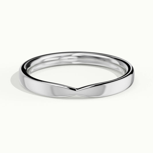 2.4mm Pinched Wedding Band in 14K White Gold