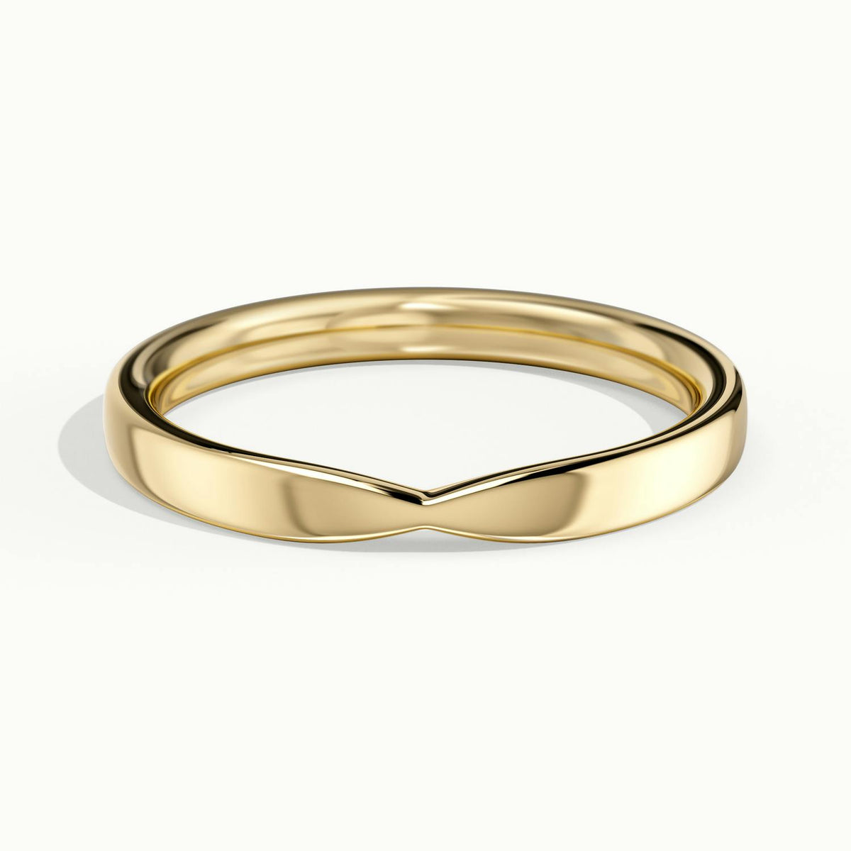 2.4mm Pinched Wedding Band in 18K Yellow Gold