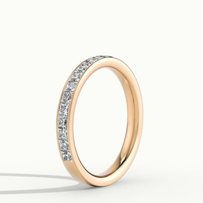 2.4mm Princess Cut Channel Set Lab Grown Diamond Eternity Ring in 14K Rose Gold