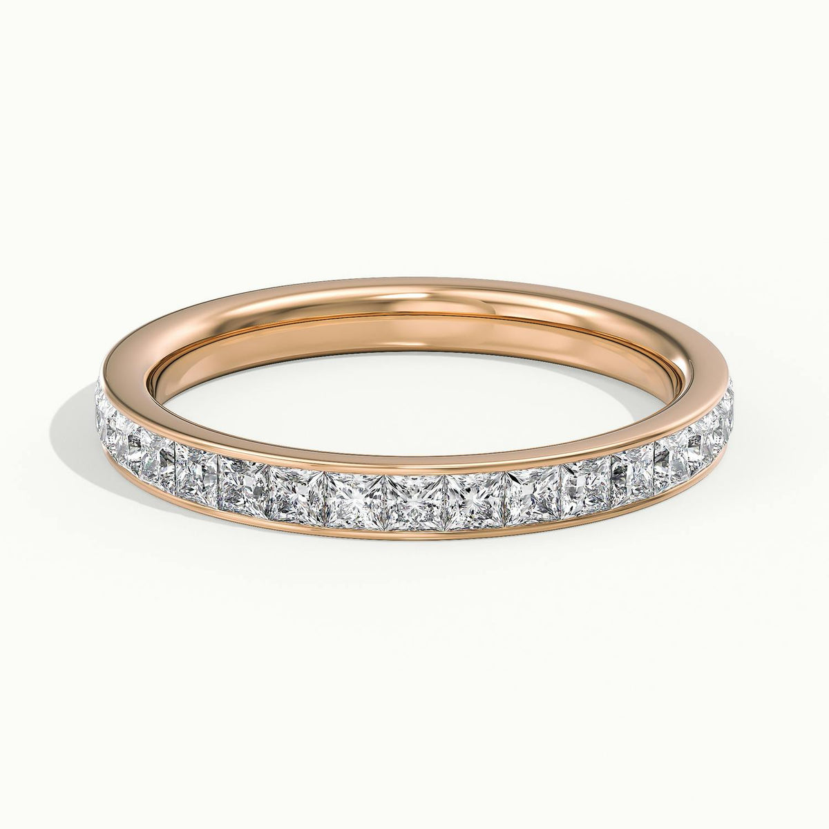 2.4mm Princess Cut Channel Set Lab Grown Diamond Eternity Ring in 14K Rose Gold