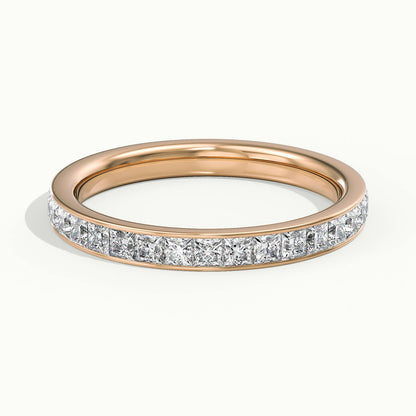 2.4mm Princess Cut Channel Set Lab Grown Diamond Eternity Ring in 14K Rose Gold