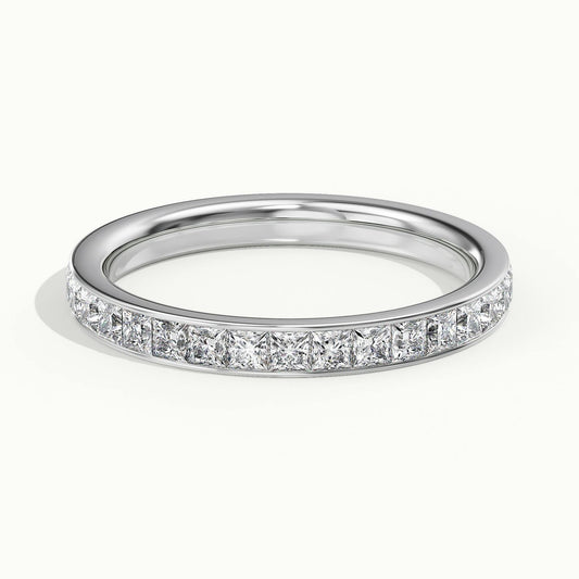 2.4mm Princess Cut Channel Set Lab Grown Diamond Eternity Ring in 14K White Gold