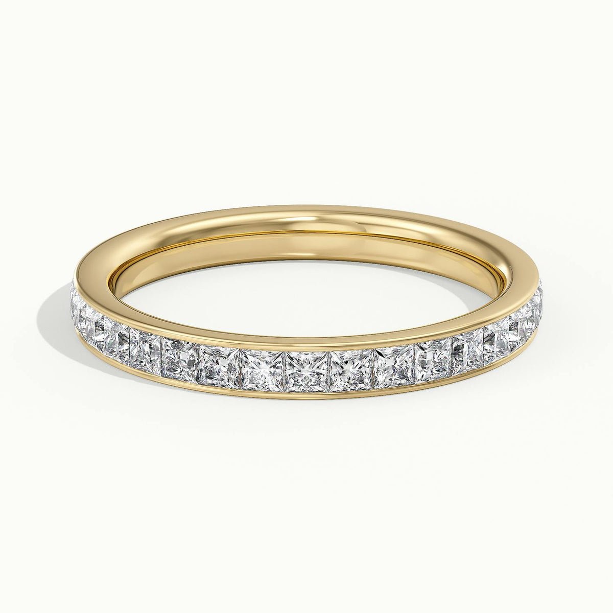 2.4mm Princess Cut Channel Set Lab Grown Diamond Eternity Ring in 14K Yellow Gold
