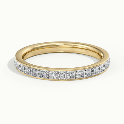 2.4mm Princess Cut Channel Set Lab Grown Diamond Eternity Ring in 14K Yellow Gold