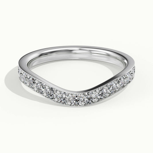 2.4mm Wave Pavé Lab Grown Diamond Wedding Band in 14K White Gold
