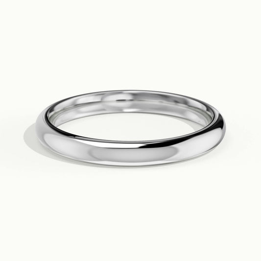 2.5mm Domed Comfort Fit Wedding Band in 10K White Gold