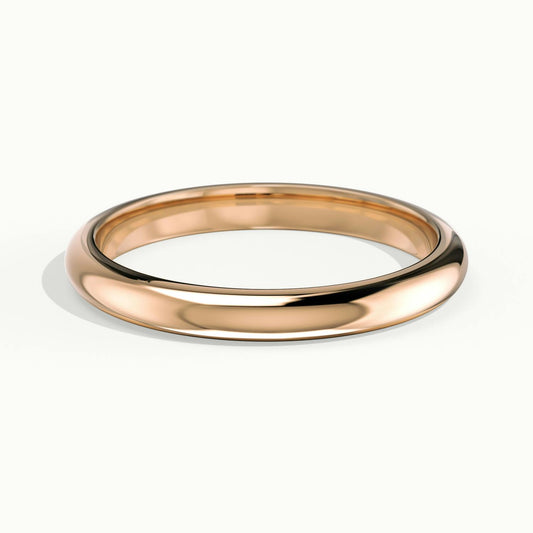 2.5mm Half Round D-Shape Wedding Band in 10K Rose Gold