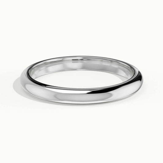 2.5mm Half Round D-Shape Wedding Band in 18K White Gold