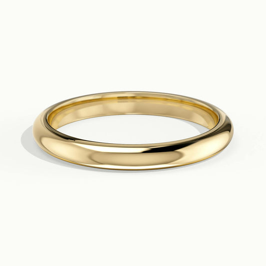 2.5mm Half Round D-Shape Wedding Band in 18K Yellow Gold