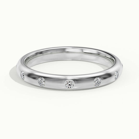 2.8mm 12 Stone Flush Set Lab Grown Diamond Wedding Band in 14K White Gold