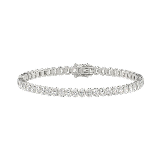 2-Prong with Bar Oval Fancy Bracelet 7.1 Carat Oval Lab Grown Diamond in 14K White Gold