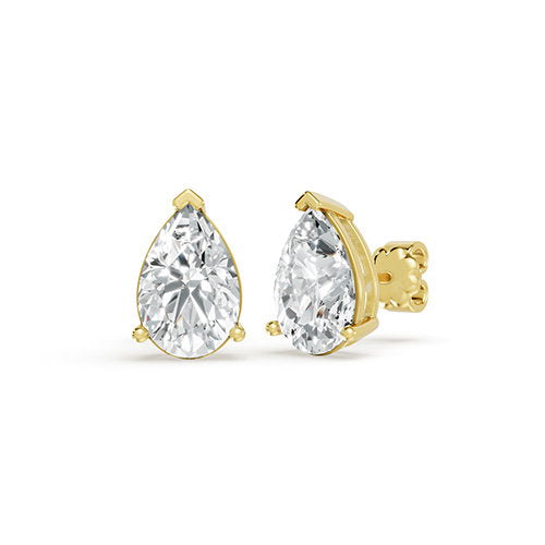 2.00ct Pear Lab Grown Diamond Stud Earrings In 14K Yellow Gold