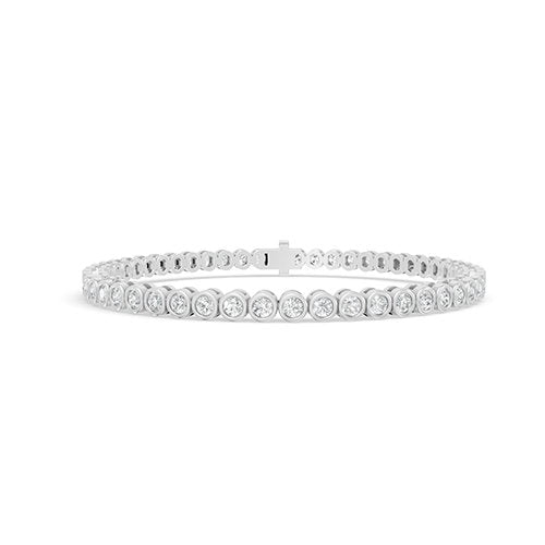 2.00ct Round Bezel Lab Grown Diamond Tennis Bracelet In 14K White Gold