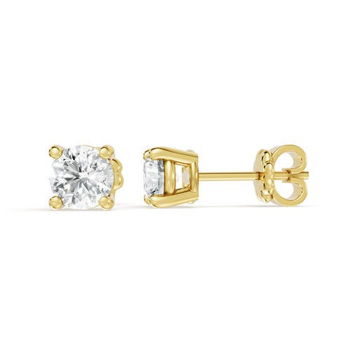 2.00ct Round Lab Grown Diamond Stud Earrings In 14K Yellow Gold