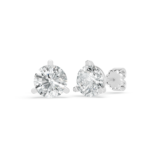 2.00ct Round Three Prong Martini Lab Grown Diamond Stud Earrings In 14K White Gold