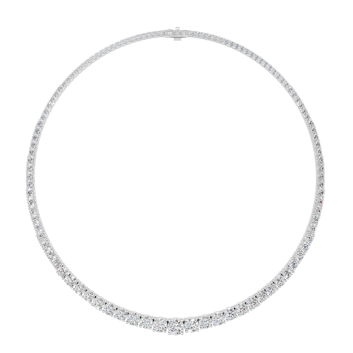 20.00ct Round Lab Grown Diamond 4 Prong Graduated Necklace In 14K White Gold
