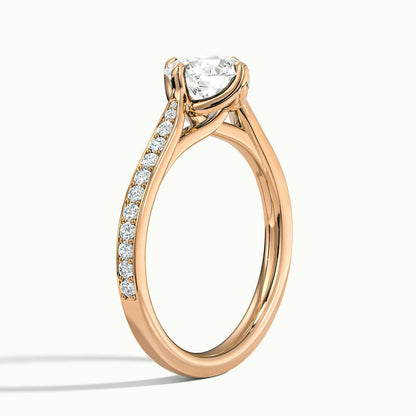 Elise Pavé 4.5 Carat Round Lab Grown Diamond Side Stone Engagement Ring in 18K Rose Gold - view 4