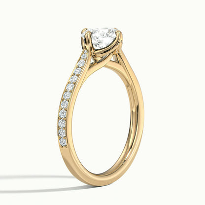 Elise Pavé 1 Carat Round Lab Grown Diamond Side Stone Engagement Ring in 18K Yellow Gold - view 4