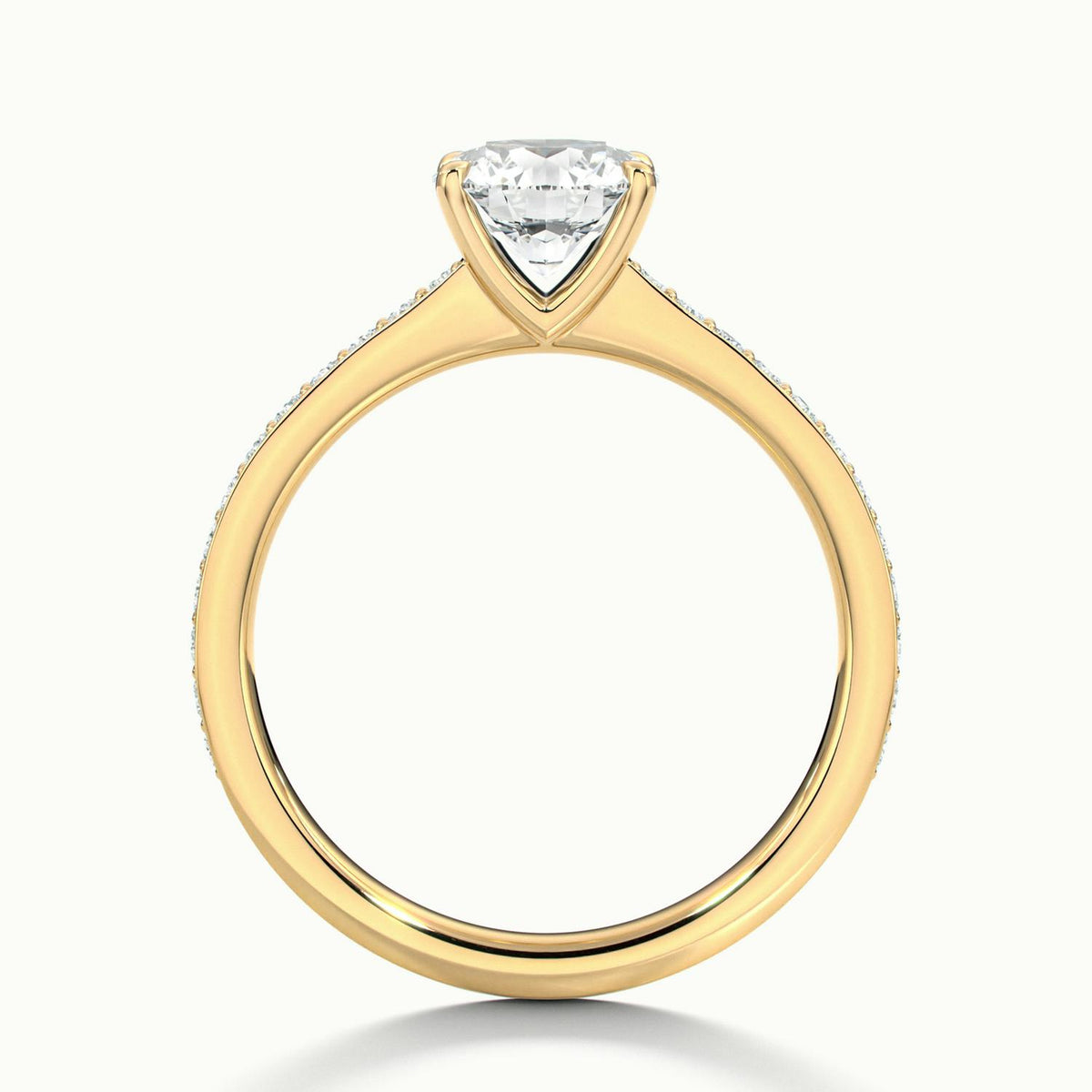 Juno Pavé 2 Carat Round Lab Grown Diamond Side Stone Engagement Ring in 14K Yellow Gold - view 3
