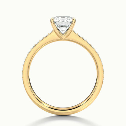 Juno Pavé 2 Carat Round Lab Grown Diamond Side Stone Engagement Ring in 14K Yellow Gold - view 3