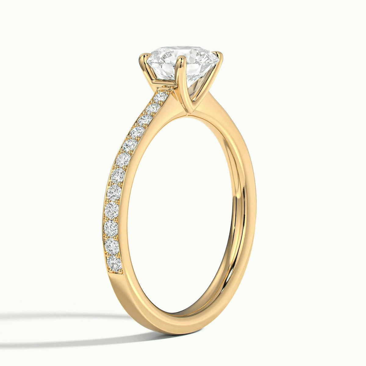 Juno Pavé 2 Carat Round Lab Grown Diamond Side Stone Engagement Ring in 14K Yellow Gold - view 4