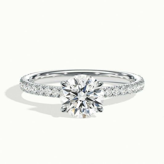Juno Scallop 2.5 Carat Round Lab Grown Diamond Side Stone Engagement Ring in 925 Silver - view 1