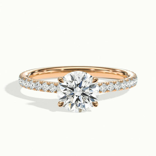 Juno Scallop 2.5 Carat Round Lab Grown Diamond Side Stone Engagement Ring in 18K Rose Gold - view 1
