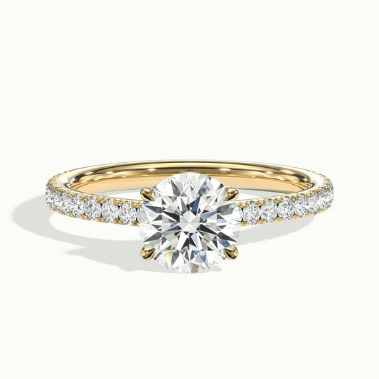 Juno Scallop 2.5 Carat Round Lab Grown Diamond Side Stone Engagement Ring in 14K Yellow Gold - view 1
