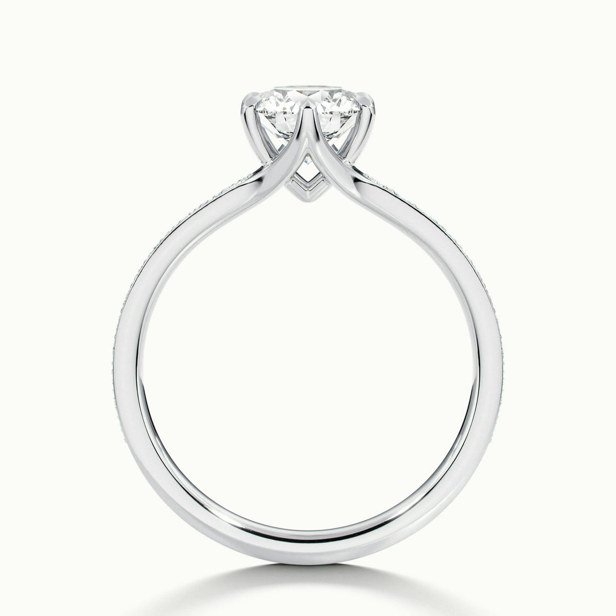 Ilsa Pavé 1.5 Carat Round Lab Grown Diamond Side Stone Engagement Ring in 925 Silver - view 3
