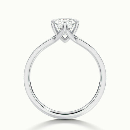 Ilsa Pavé 2.5 Carat Round Lab Grown Diamond Side Stone Engagement Ring in Platinum - view 3