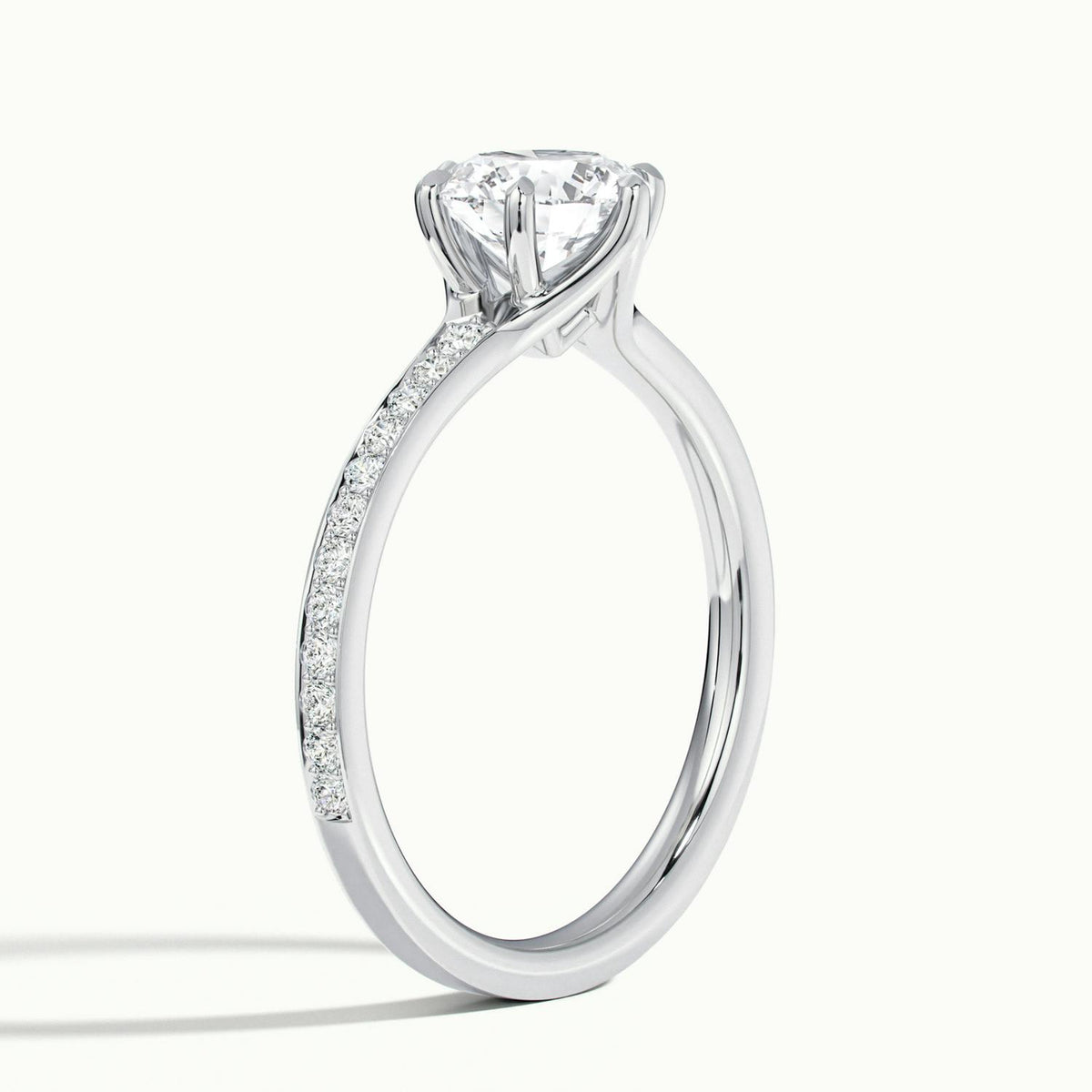 Ilsa Pavé 2.5 Carat Round Lab Grown Diamond Side Stone Engagement Ring in Platinum - view 4