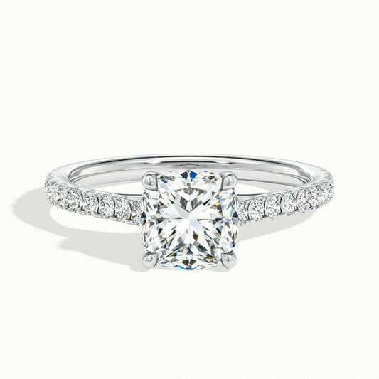 Talia Scallop 4.5 Carat Cushion Lab Grown Diamond Solitaire Engagement Ring in 925 Silver - view 1