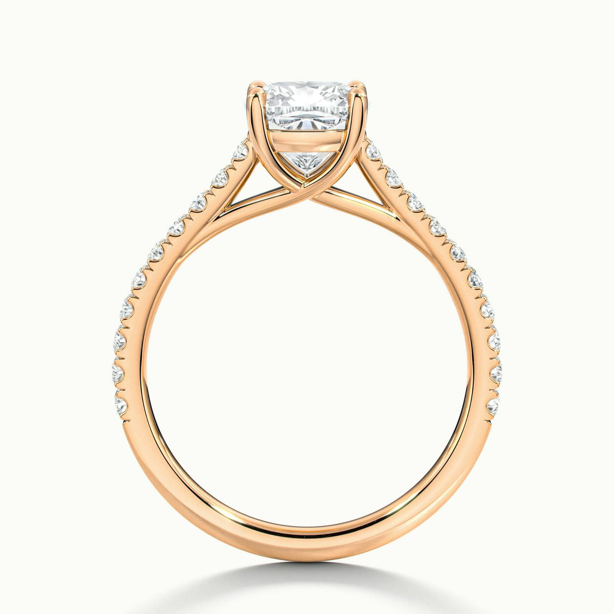 Talia Scallop 2 Carat Cushion Lab Grown Diamond Solitaire Engagement Ring in 10K Rose Gold - view 3