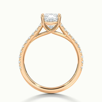 Talia Scallop 2 Carat Cushion Lab Grown Diamond Solitaire Engagement Ring in 10K Rose Gold - view 3