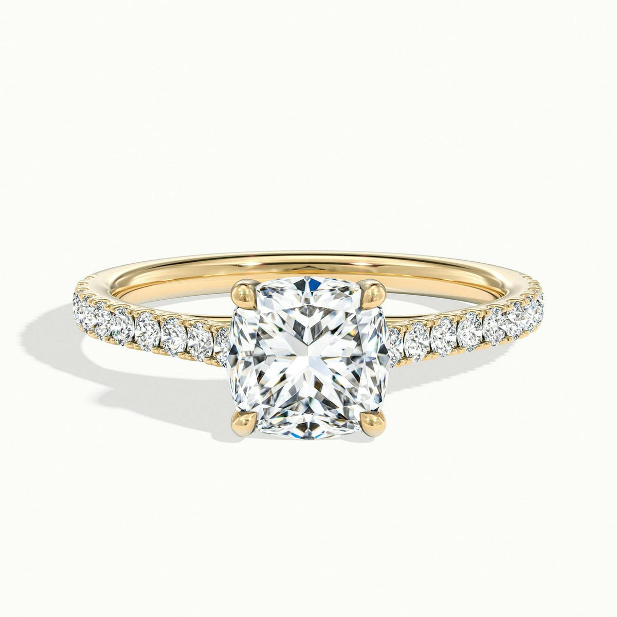 Talia Scallop 1 Carat Cushion Lab Grown Diamond Solitaire Engagement Ring in 14K Yellow Gold - view 1