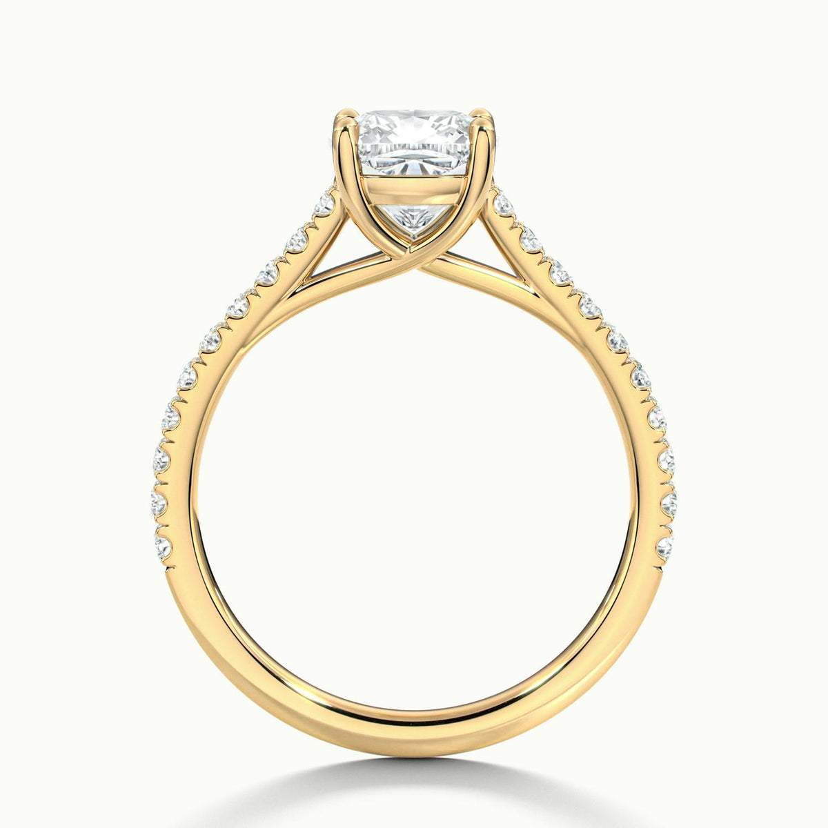 Talia Scallop 1 Carat Cushion Lab Grown Diamond Solitaire Engagement Ring in 14K Yellow Gold - view 3
